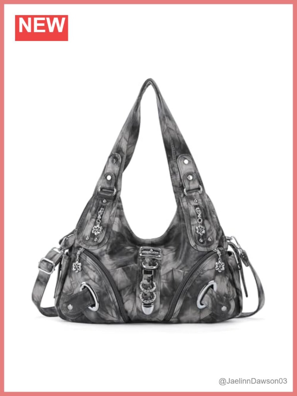 Large Convertible Hobo Satchel Handbag Faux Leather Washed PU Vegan